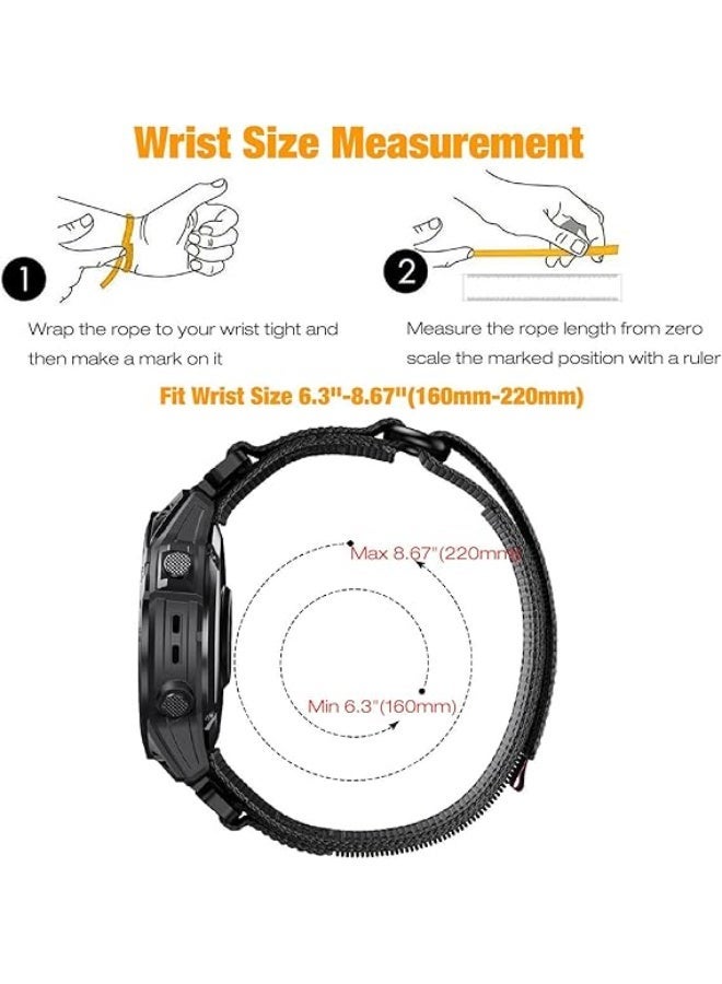 أحزمة ساعة من نايلون متين سريعة التركيب مقاس 22 ملم لساعات Garmin Fenix 7 / Fenix 6 / Fenix 5 / EPIX Pro مقاس 47 ملم، حزام معصم قابل للتعديل من نايلون شبكي قوي لساعات Forerunner 955/965 و MARQ - Image 2